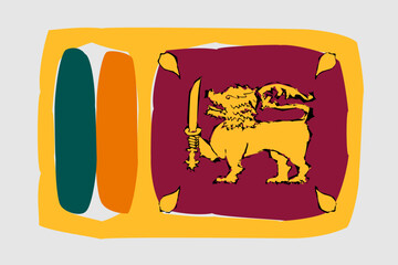 Sri Lanka flag - painted design vector illustration. Vector brush style