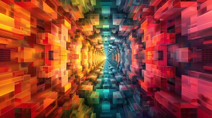 Obraz premium Vibrant Digital Dimensions, A Dazzling Voyage Through Abstract Artistry