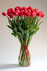 A Collection of Red Roses Tied With a Ribbon