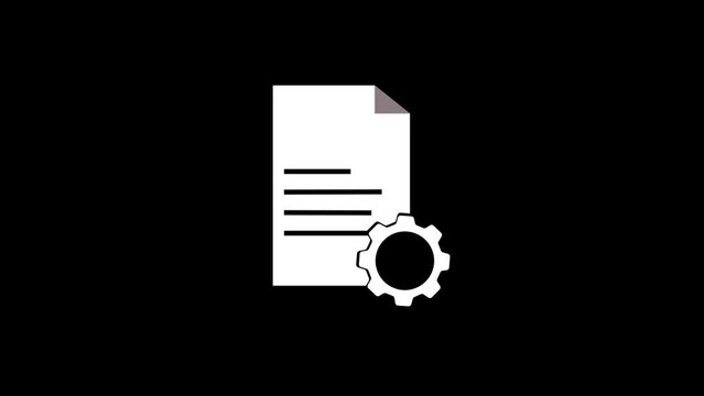 A PDF file icon 4K animation with moving gears white background .