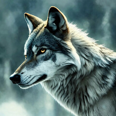 Ein schöner Wolf im Profil
