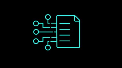 Animated digital file white icon. Electronic document line animation. File encryption. Paperless office. Black illustration on white background. HD video
