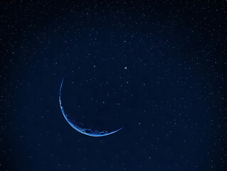 Obraz na płótnie Canvas Starry Night with Half Moon in Dark Blue Sky dark blue night sky with lots of stars and a half moon