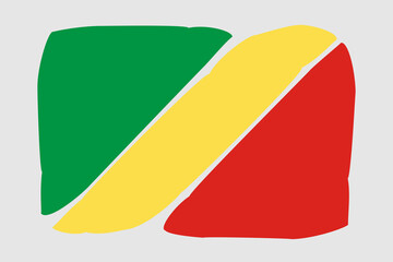 Republic of the Congo flag - painted design vector illustration. Vector brush style