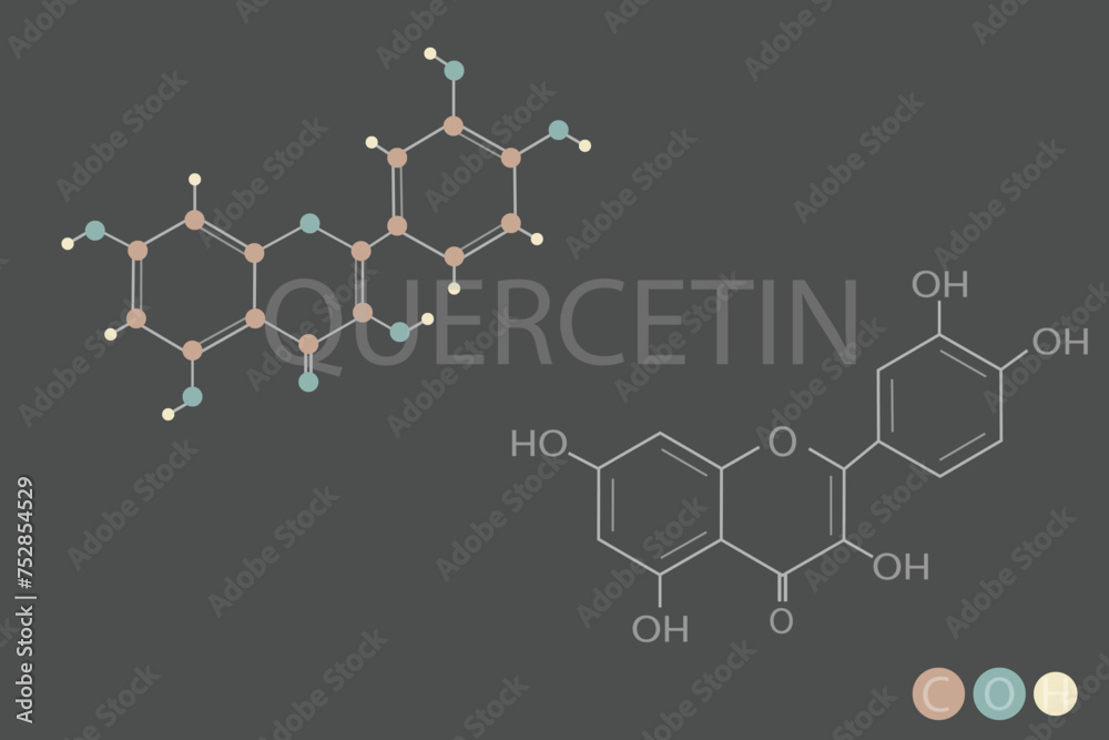 Poster quercetin molecular skeletal chemical formula