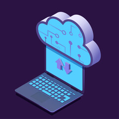 isometric cloud computing concept