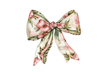 Elegant coquette bow clipart, hand-painted in watercolor with vintage finesse