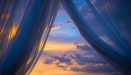 Bed curtain in the wind