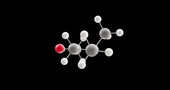 Dimethylethanolamine molecule, rotating 3D model of curing agent, looped video on a black background