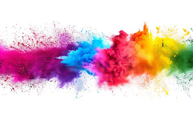 Holi Festival Banner Flourishes in a Spectrum of Bright Colors Isolated on Transparent Background PNG.