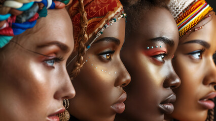 Beauty represented across various ethnicities, featuring women of Caucasian, African, and Asian descent.