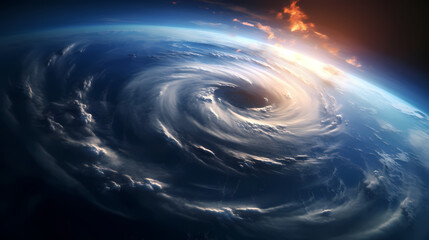 Cyclone hurricane seen from space