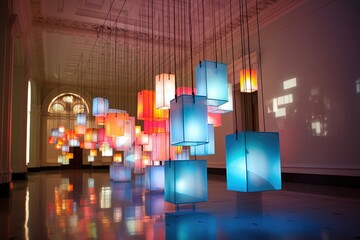 Museum Art Installation: Lights enhancing a contemporary art piece.