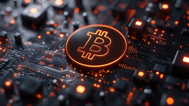 logo Bitcoin, token, 21MM tope a emitirse, desde 2009, tecnolog&iacute;a Blockchain, crisis financiera, color lava, negro, dorado, tendencia al alza, pr&oacute;ximo halving abril