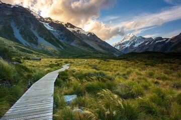 Serenity at Hooker Valley, New Zealand. Mount Cook in the distance.