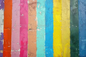 Vibrant vertical stipes of paint on a wall. Backdrop with colorful streaks of paint in retro vintage style.	