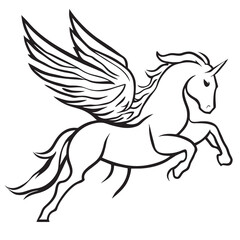 flying horse logo, vector illustration line art
