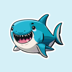 Fototapeta premium Shark vector illustration cartoon mascot blue marine ocean fish animal predator danger