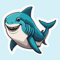 Obraz premium Shark vector illustration cartoon mascot blue marine ocean fish animal predator danger