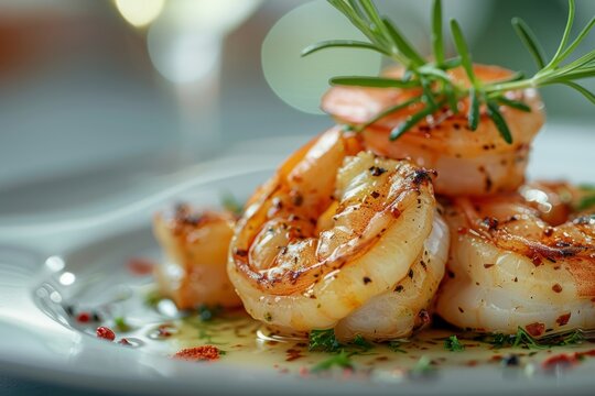 a culinary masterpiece captured in a professional food photo grilled seafood shrimp with spices