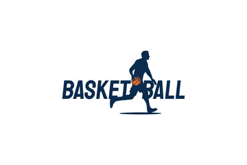 basketball vector graphic with the silhouette of a basketball player dribbling the ball. This is suitable for basketball logos, banners, stickers, etc.