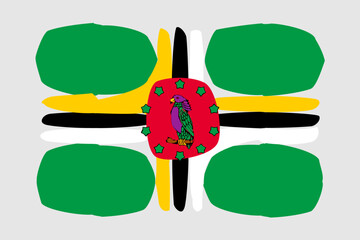 Dominica flag - painted design vector illustration. Vector brush style