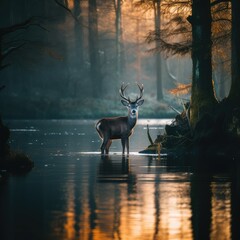 deer in the water
