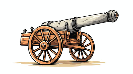 Freehand drawn cartoon cannon shooting freehand drawing