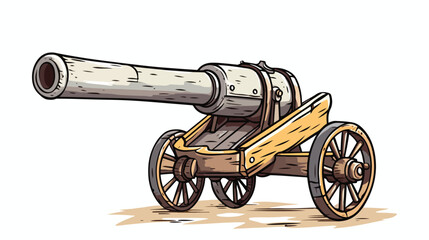 Freehand drawn cartoon cannon shooting freehand drawing - obrazy, fototapety, plakaty
