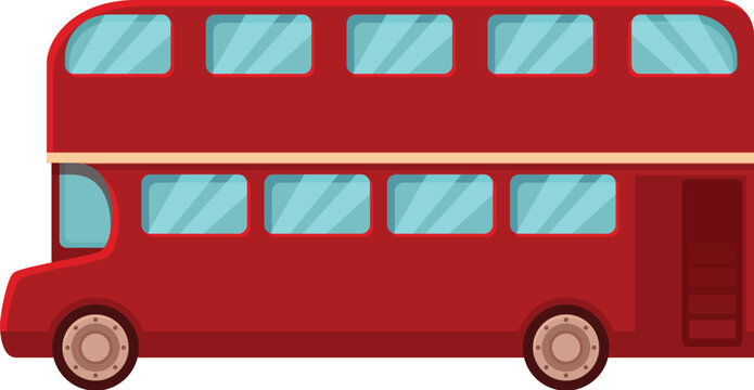 Red English bus icon cartoon vector. Side classic tourism. Front tourist