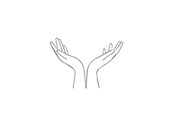 sign symbol two hands black outline on a white background,