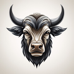 Obraz premium A minimalist, logo featuring a sleek and stylized Bull Horn head against a white background awesome, professional, vector logo, simple, black and white