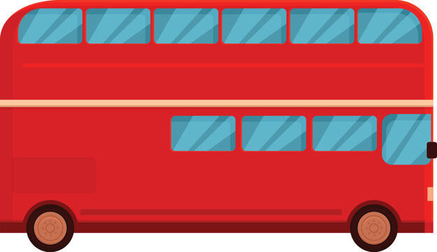 Red London bus icon cartoon vector. Tourist side truck. Back cab wheel