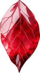 red leaf,red crystal shape of leaf,leaf made of crystal diamond gem isolated on white or transparent background,transparency 