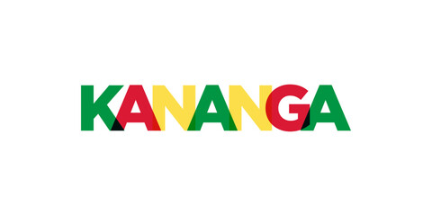 Kananga in the Congo emblem. The design features a geometric style, vector illustration with bold typography in a modern font. The graphic slogan lettering.