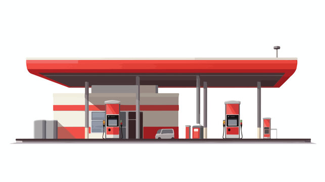 Gas station icon in flat style isolated on white 