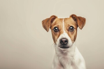 jack russell terrier on light grey background
