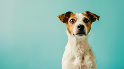 jack russell terrier on blue background