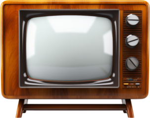 vintage old TV or television isolated on white or transparent background,transparency 