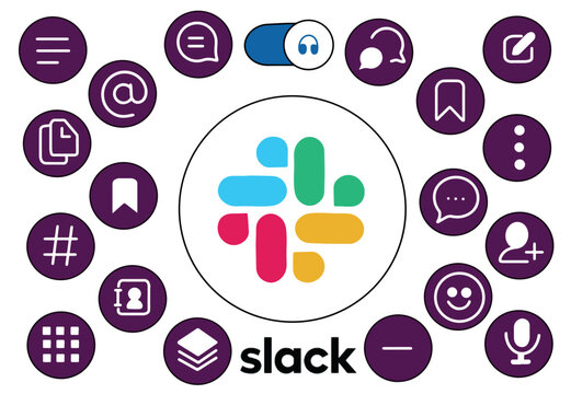Slack. Social networks. Color vector.