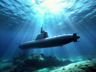 military submarine diving underwater
