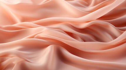 Obraz premium Soft silk fabric in a peach fuzz color as a background. Top view.