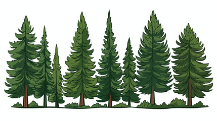 Hand drawn cartoon doodle of woodland pine trees  - obrazy, fototapety, plakaty