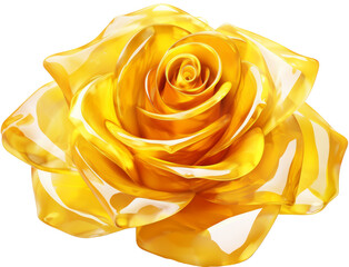 rose,yellow crystal shape of rose,rose made of crystal diamond gem isolated on white or transparent background,transparency 