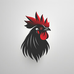 A minimalist, logo featuring a sleek and stylized cockerel head against a white background awesome, professional, vector logo, simple, black and white
