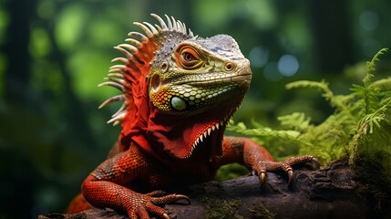 Close-up of a lizard in the forest, reptile wildlife detail