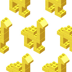 Seamless pattern of Camelc made from construction blocks - 752869389