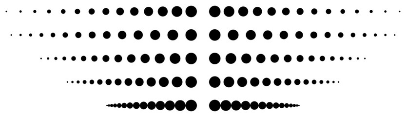 LIGNES POINTILLÉS. 10 lignes de points ronds noirs alignés - obrazy, fototapety, plakaty