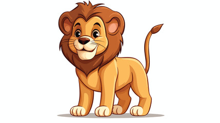 Happy cartoon lion freehand draw cartoon vector 