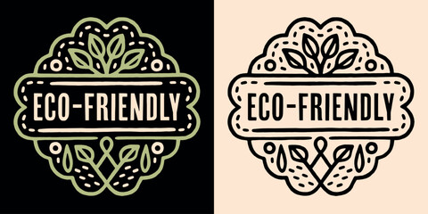 Eco-friendly lettering round badge logo. Retro vintage organic aesthetic label for recycled and ecological products. Climate change activist printable accessories text vector cut file.